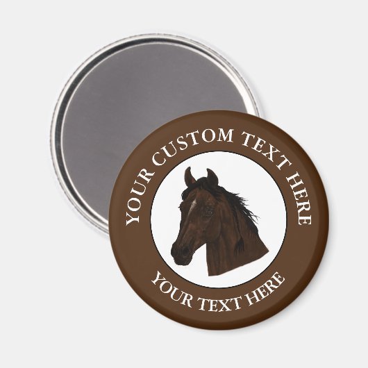 馬カスタム文字クラシックアイコンのロゴ マグネット (正面/裏面)
