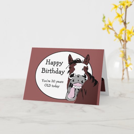 馬カスタム漫画で30歳の誕生日ユーモア カード (黄色い花)
