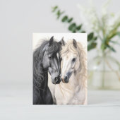 馬カップル白黒の馬の後交配 ポストカード (スタンド正面)