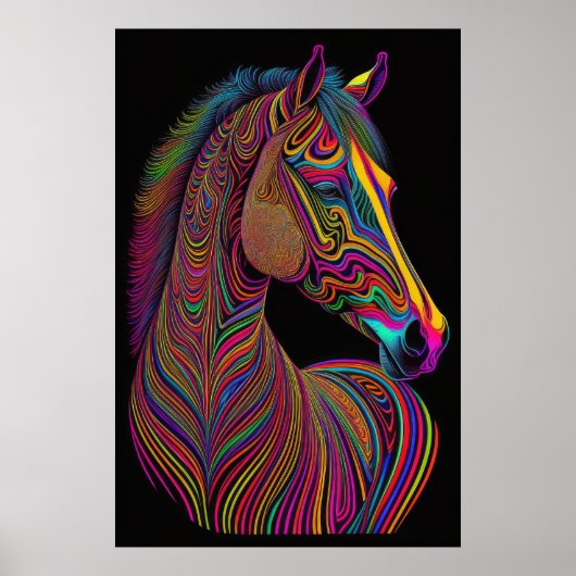 馬カラフルの抽象芸術スケッチ2:3 ポスター (正面)
