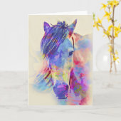 馬カラフルの芸術的デザイン カード (黄色い花)