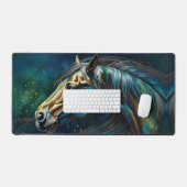 馬カラフルをティール（緑がかった色）青緑色の茶色に デスクマット (キーボード&マウス)