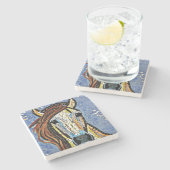 馬カラフルユニークモザイクフェイクアート ストーンコースター (横)