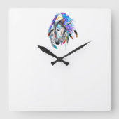 馬カラフル壁時計 スクエア壁時計 (正面)