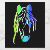 馬カラフル頭 ワインラベル (シングルラベル)