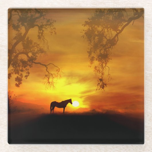 馬ガラスのコースター ガラスコースター (正面)