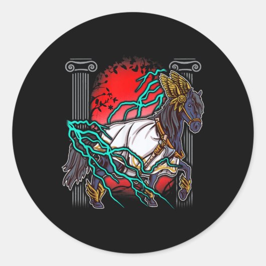 馬ギリシャ神話ゼウス古代の神々ライトニウマ科のー ラウンドシール (正面)