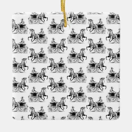 馬クラシック車の色を持つカスタム女性 セラミックオーナメント (正面)