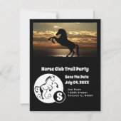 馬クラブトレイルパーティーのモノグラム写真招待状 招待状 (正面)