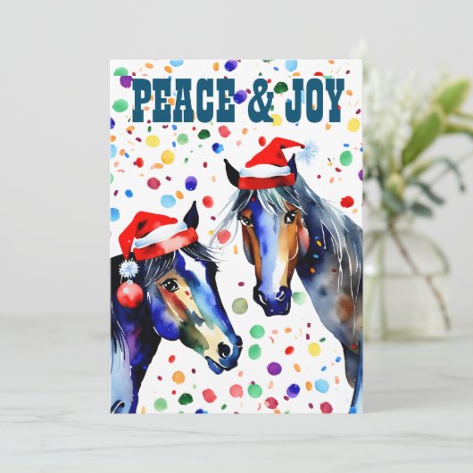 馬クリスマスの平和と喜びの挨拶 シーズンカード (スタンド正面)