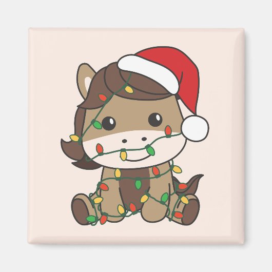 馬クリスマスウィンターアニマルズホリデーウマ マグネット (正面)