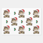 馬クリスマスウィンターアニマルズホリデーウマ ラッピングペーパーシート (正面2)