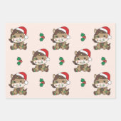 馬クリスマスウィンターアニマルズホリデーウマ ラッピングペーパーシート (正面)