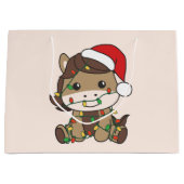馬クリスマスウィンターアニマルズホリデーウマ ラージペーパーバッグ (正面)
