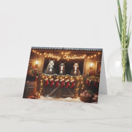 馬クリスマスグリーティングカード。 シーズンカード (正面)