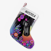 馬クリスマスストッキングパーソナライズされた/ スモールクリスマスストッキング (正面 (吊り時))