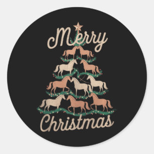 馬クリスマスツリー馬クリスマスツリーメリーキリスト ラウンドシール