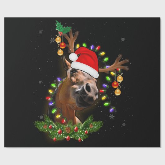 馬クリスマストナカイおもしろいライツホースクリスマス ラッピングペーパー (フラット)