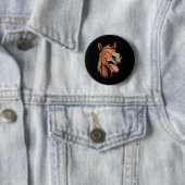 馬クールが馬に乗って舌を見せる馬 缶バッジ (インサイチュ)