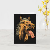 馬クール馬に乗る舌の馬を示す馬 カード (黄色い花)