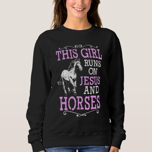 馬グラフィック女性の女の子乗馬 スウェットシャツ (正面)