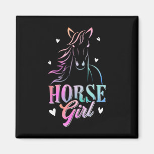 馬グラフィック女性の女の子乗馬L マグネット