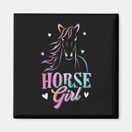 馬グラフィック女性の女の子乗馬L マグネット (正面)