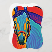 馬サイケデリック頭ポートレート ノートカード (正面/裏面)