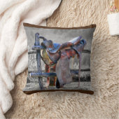 馬サドルの上にコーラルフェンスウェスタン クッション (ブランケット)