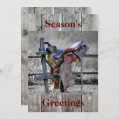 馬サドルの上にコーラルフェンスウェスタン シーズンカード (正面/裏面)