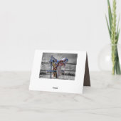 馬サドルの上にコーラルフェンスウェスタン ノートカード (裏面)