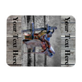 馬サドルの上にコーラルフェンスウェスタン マグネット (横)