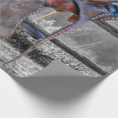 馬サドルの上にコーラルフェンスウェスタン ラッピングペーパー (角)