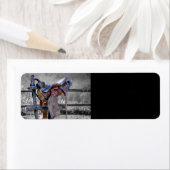 馬サドルの上にコーラルフェンスウェスタン ラベル (インサイチュ)