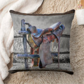 馬サドルオンコラルフェンスウェスタン装飾用クッション クッション (ブランケット)