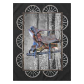 馬サドルコーラルフェンス西ワゴンホイール テーブルクロス (正面)