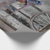 馬サドルコーラルフェンス西ワゴンホイール ラッピングペーパー (角)