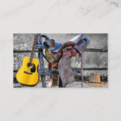 馬サドル上コーラルフェンスウェスタンビジネスカード 名刺 (正面)