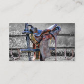 馬サドル上コーラルフェンスウェスタンビジネスカード 名刺 (正面)