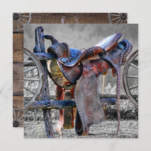 馬サドル上コーラルフェンス西ノートカード ノートカード (正面/裏面)