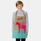 馬サドル女の子料理工芸パーソナライズされた エプロン (着用した状態)