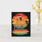 馬サンタハットクリスマスパジャマ乗馬 カード (黄色い花)