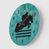 馬ショーのハンターのジャンパーのシルエット ラージ壁時計 (傾斜)