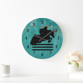 馬ショーのハンターのジャンパーのシルエット ラージ壁時計 (ホーム)