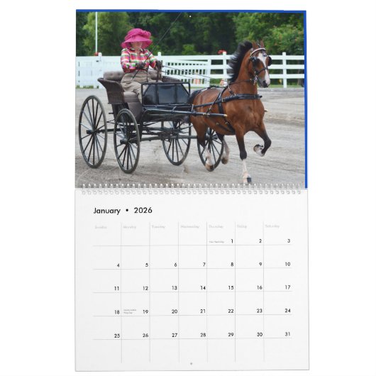 馬ショーを運転するクルミの丘キャリッジ カレンダー (1月 2026)