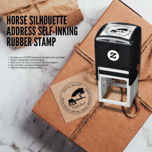 馬シルエットアドレス自己インキングゴム印 セルフインキングスタンプ