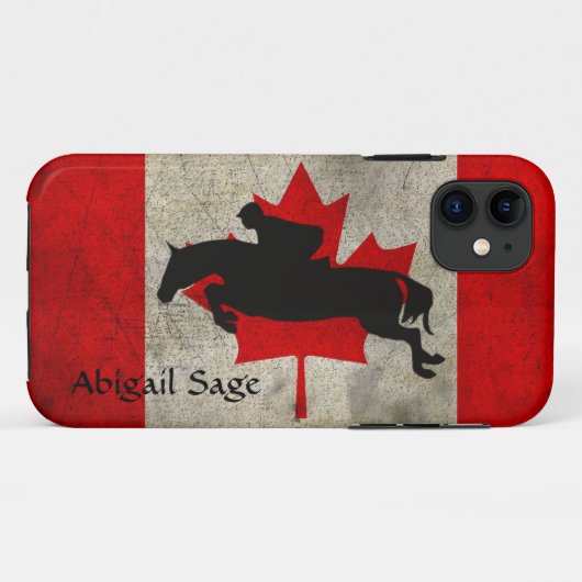 馬ジャンパーパーソナライズされたジャンピングカナダ国旗 Case-Mate iPhoneケース (裏面(横))