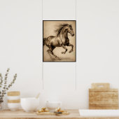 馬スケッチ、炭鉛筆ポスター ポスター (キッチン)