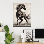 馬スケッチ、炭鉛筆ポスター ポスター (ホームオフィス)