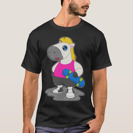 馬スケーター スケートボード スポーツ Tシャツ (正面)